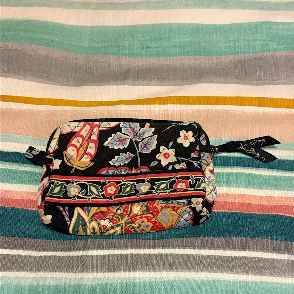Vera Bradley Black Floral Cosmetic Bag